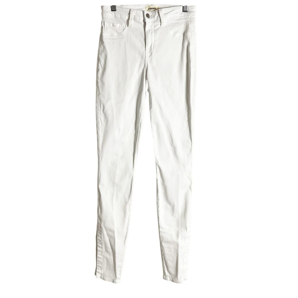 L’Agence White Side Slit High Rise Denim Skinny Jeans Size 25